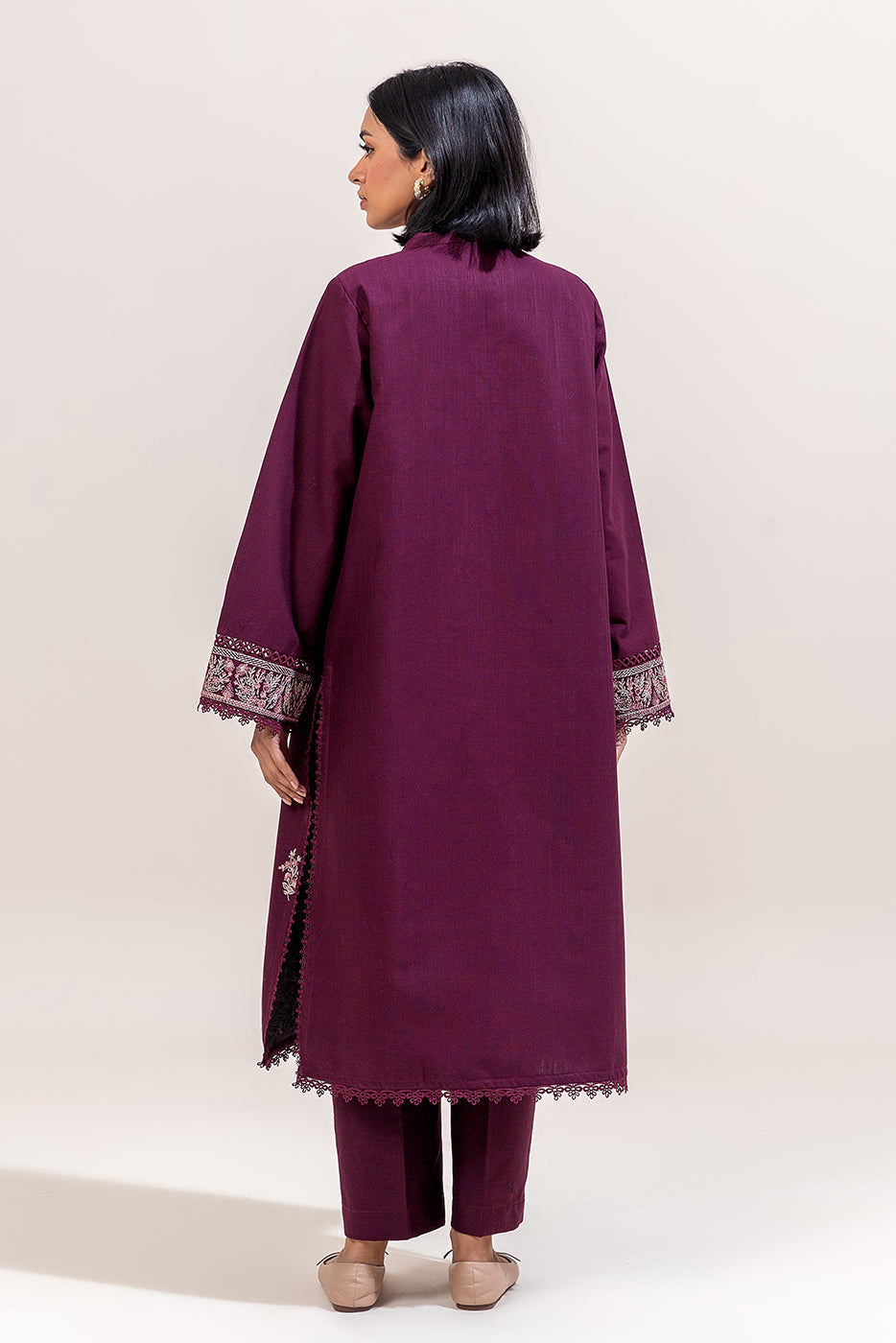 2 Piece Embroidered Khaddar Suit-Raisin Bliss (Unstitched)