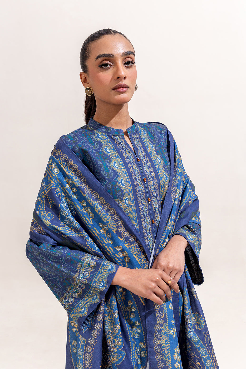 3 Piece Printed Khaddar Suit-Parisian Bliss (Unstitched)