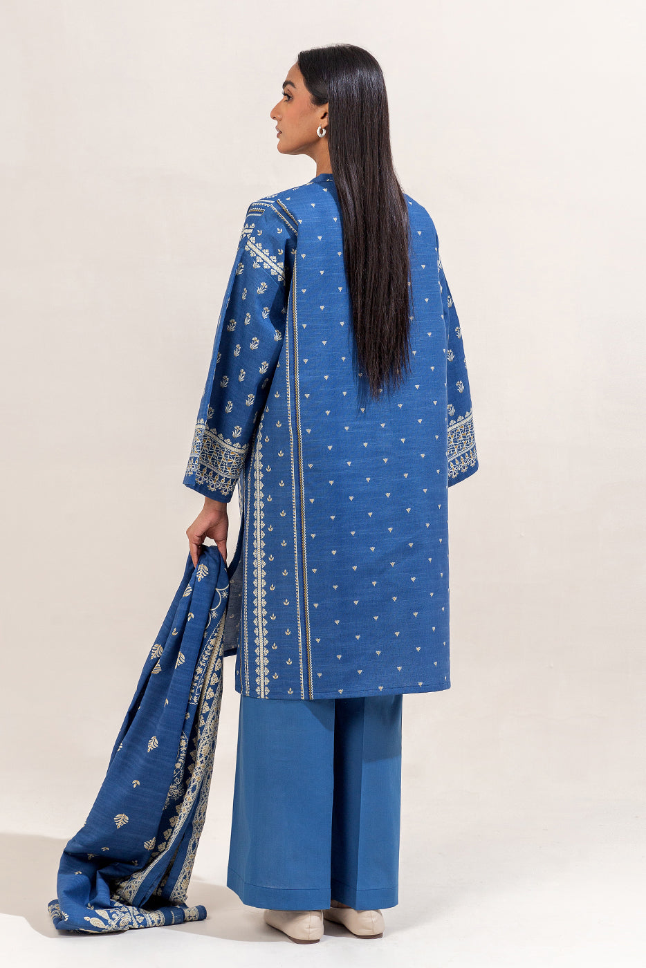 3 Piece Printed Khaddar Suit-Azure Verve (Unstitched)