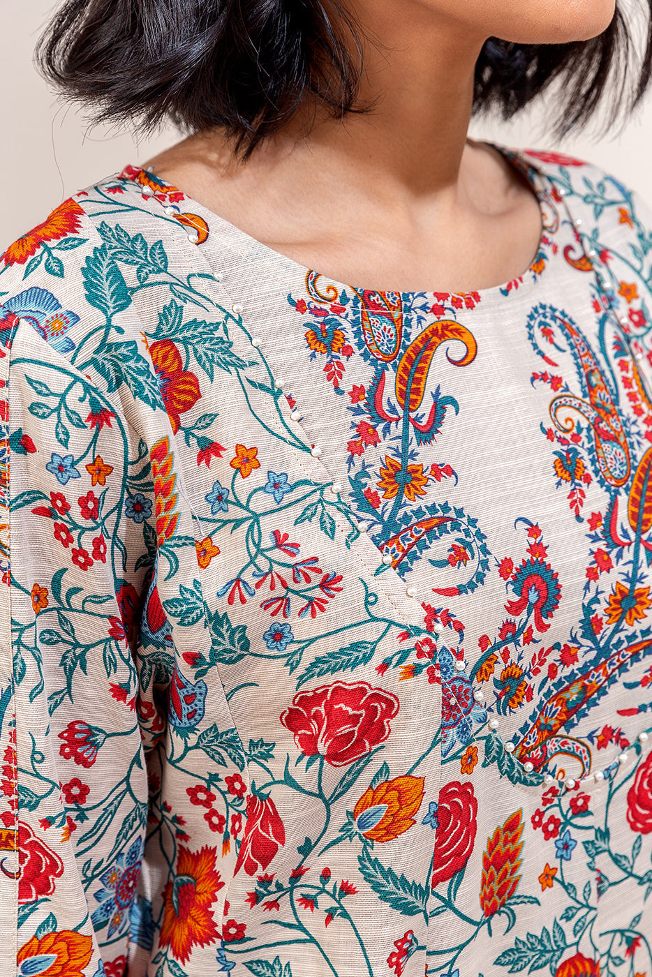 2 Piece Printed Khaddar Suit-Flora Dew (Unstitched)