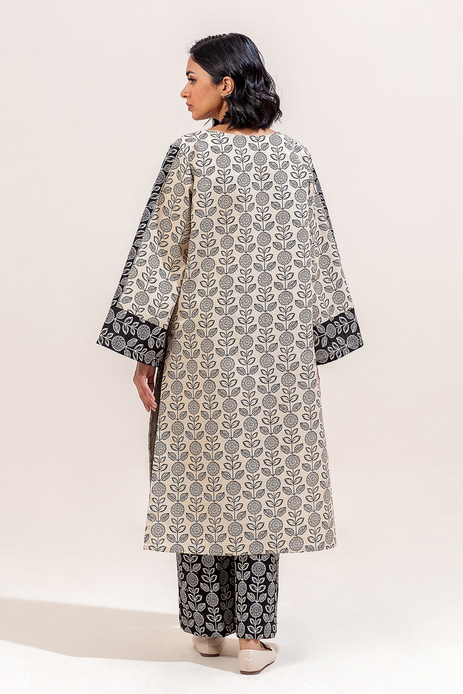 2 Piece Printed Khaddar Suit-Dusky \Beige (Unstitched)