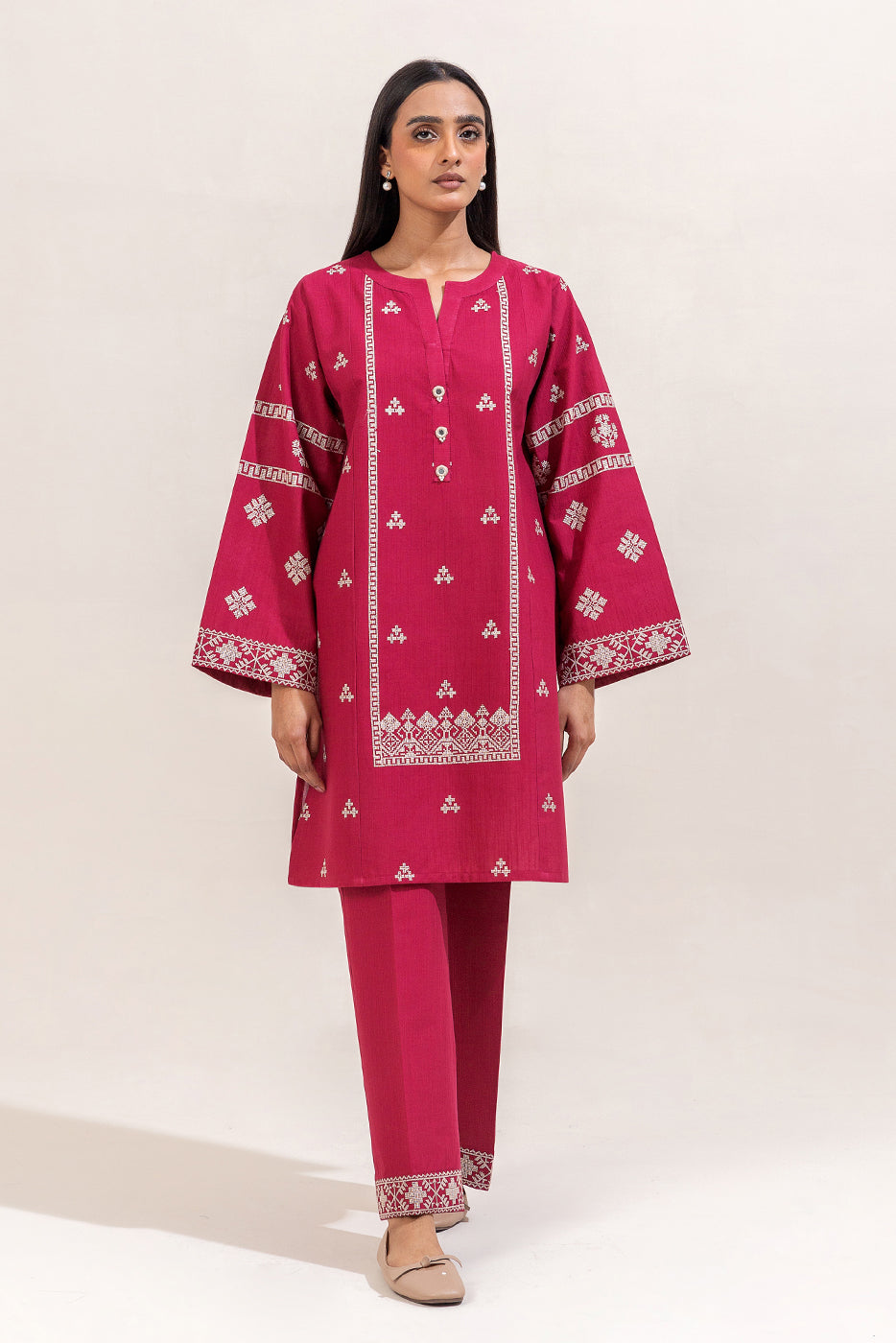 2 Piece Embroidered Khaddar Suit-Scarlet Verve (Unstitched)