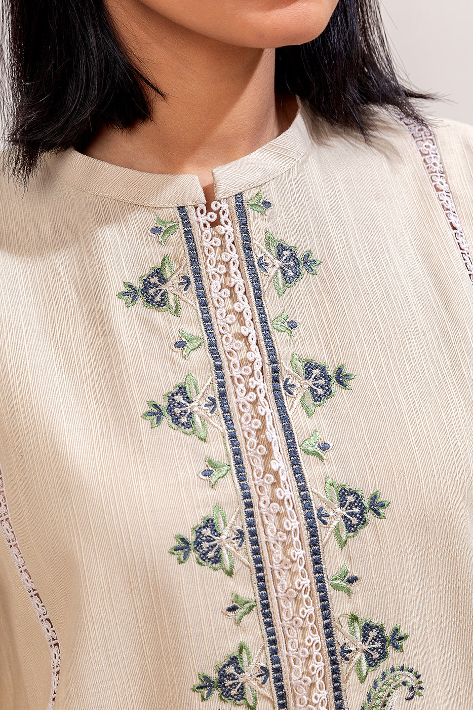 3 Piece Embroidered Khaddar Suit-Muted Teak (Unstitched)