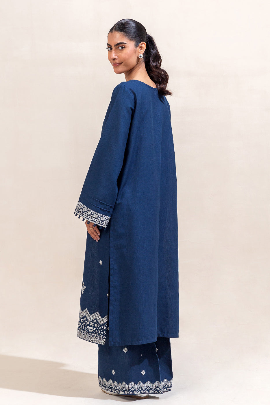 2 Piece Embroidered Khaddar Suit-Celestial Navy (Unstitched)