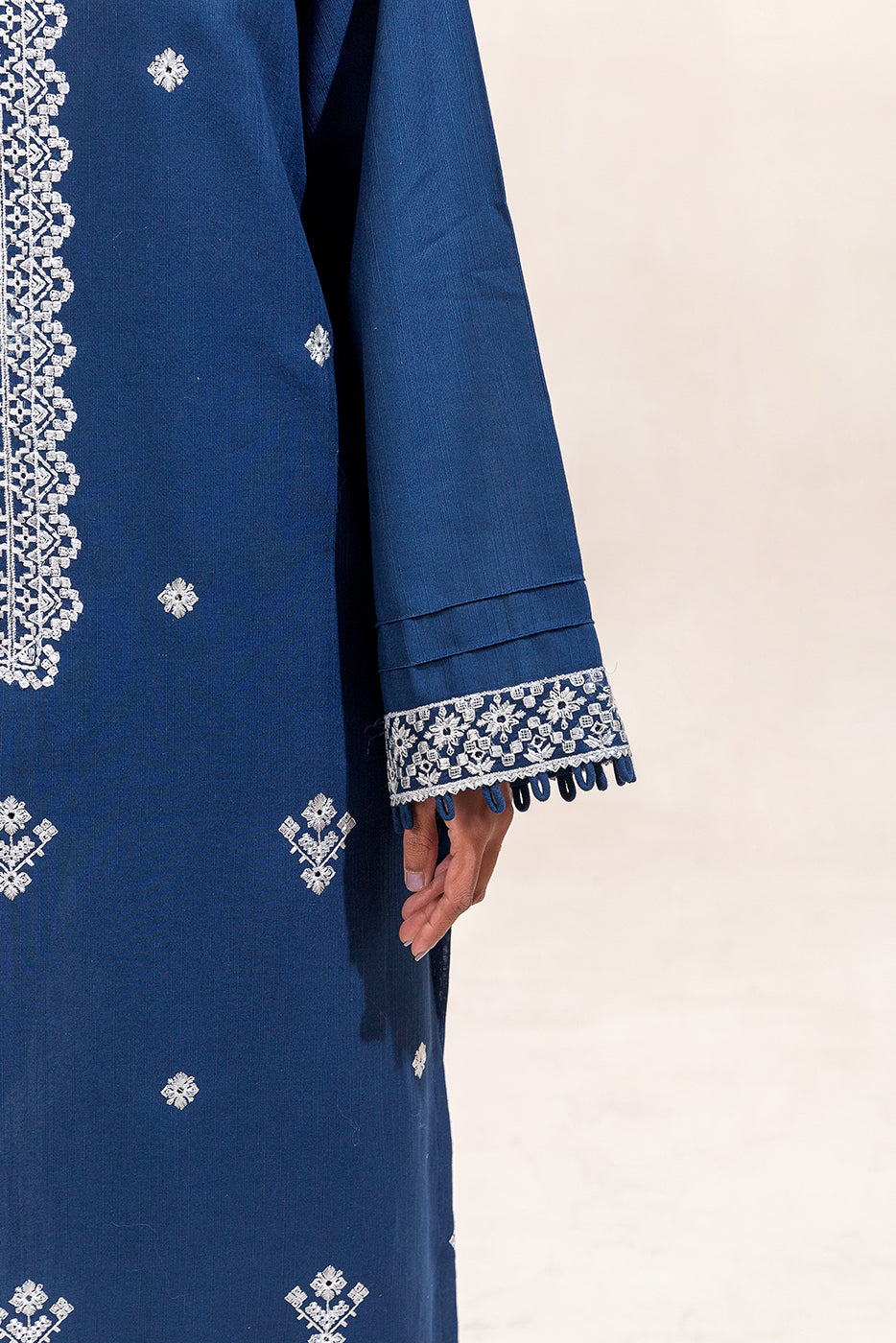 2 Piece Embroidered Khaddar Suit-Celestial Navy (Unstitched)
