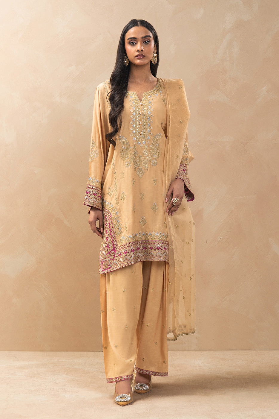 2 PIECE EMBROIDERED RAW SILK SUIT (LUXURY-PRET)