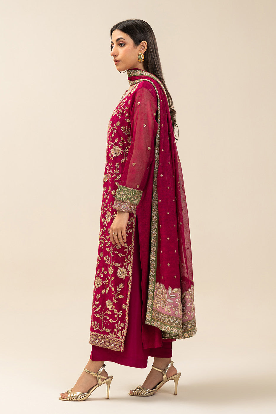 EMBROIDERED COTTON NET SHIRT (LUXURY PRET)