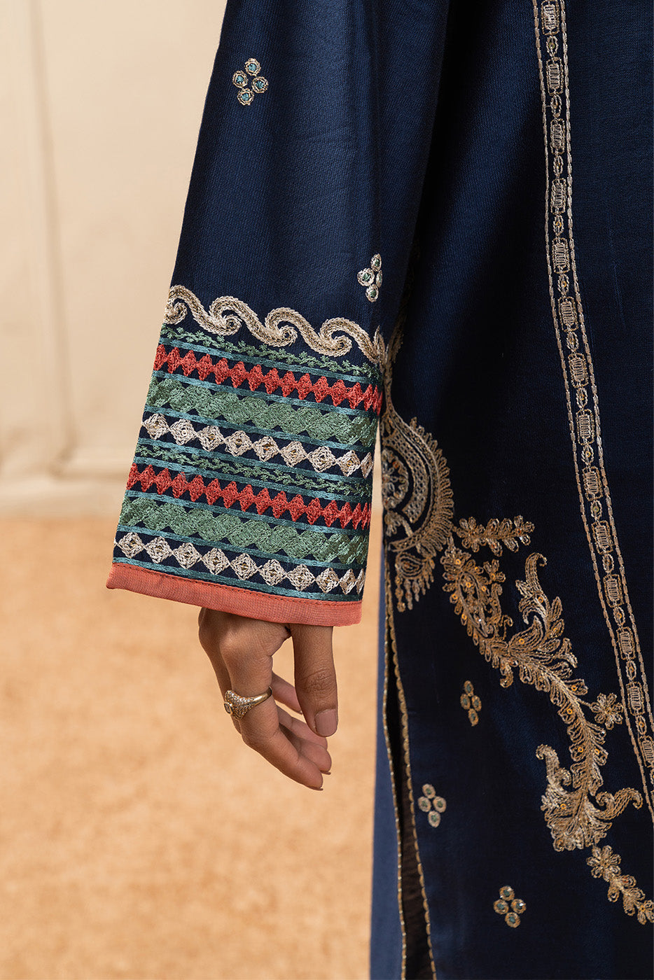 3 PIECE EMBROIDERED TWO TONE SUIT (PRET)BT2250002PR0175-NAVY-2000000293219-8