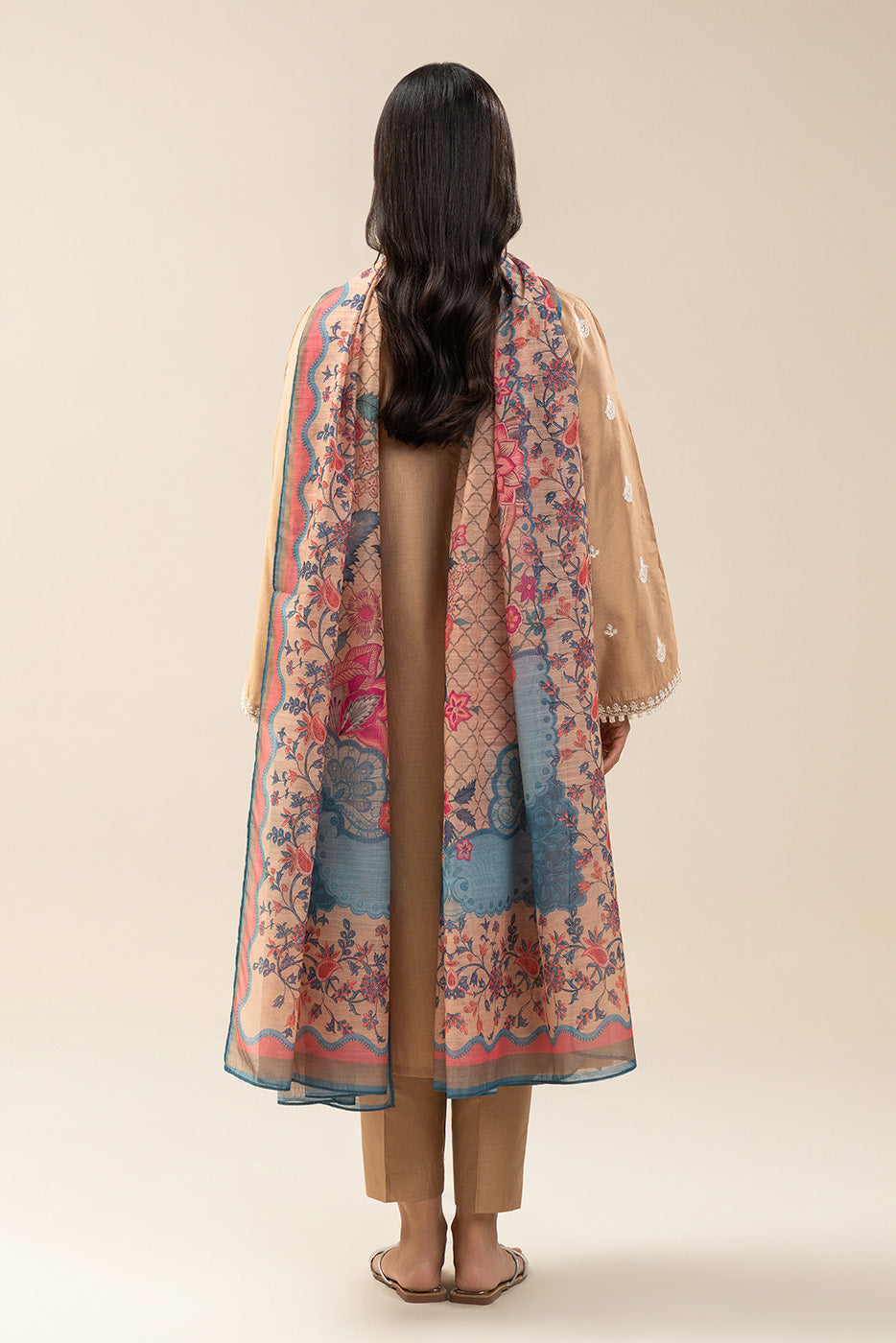 3 PIECE EMBROIDERED TWO TONE SUIT (PRET)BT2250002PR0177-BIEGE-2000000293229-8