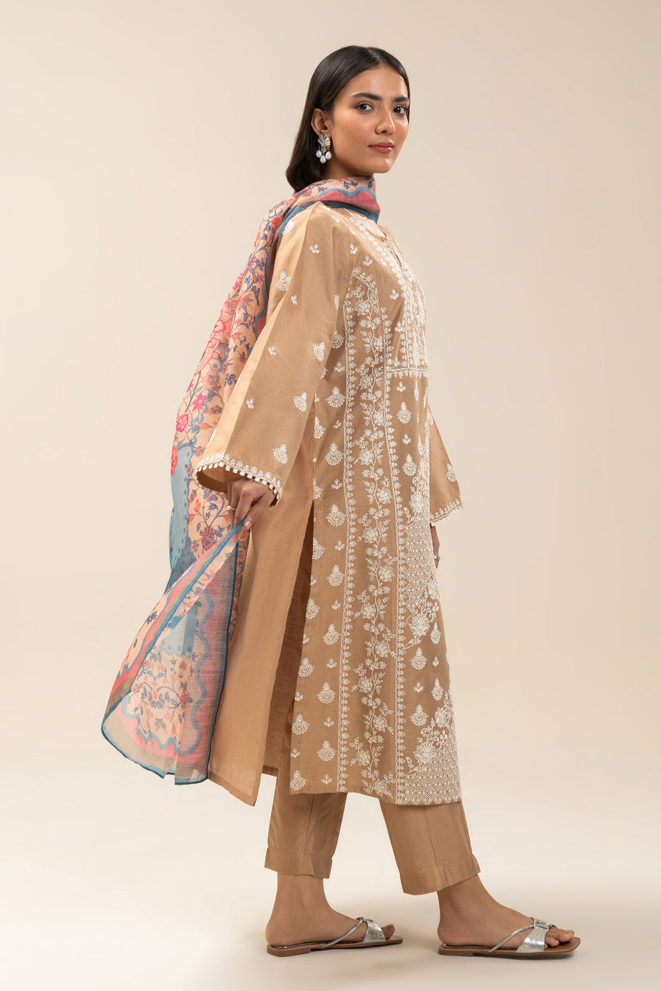 3 PIECE EMBROIDERED TWO TONE SUIT (PRET)BT2250002PR0177-BIEGE-2000000293229-8