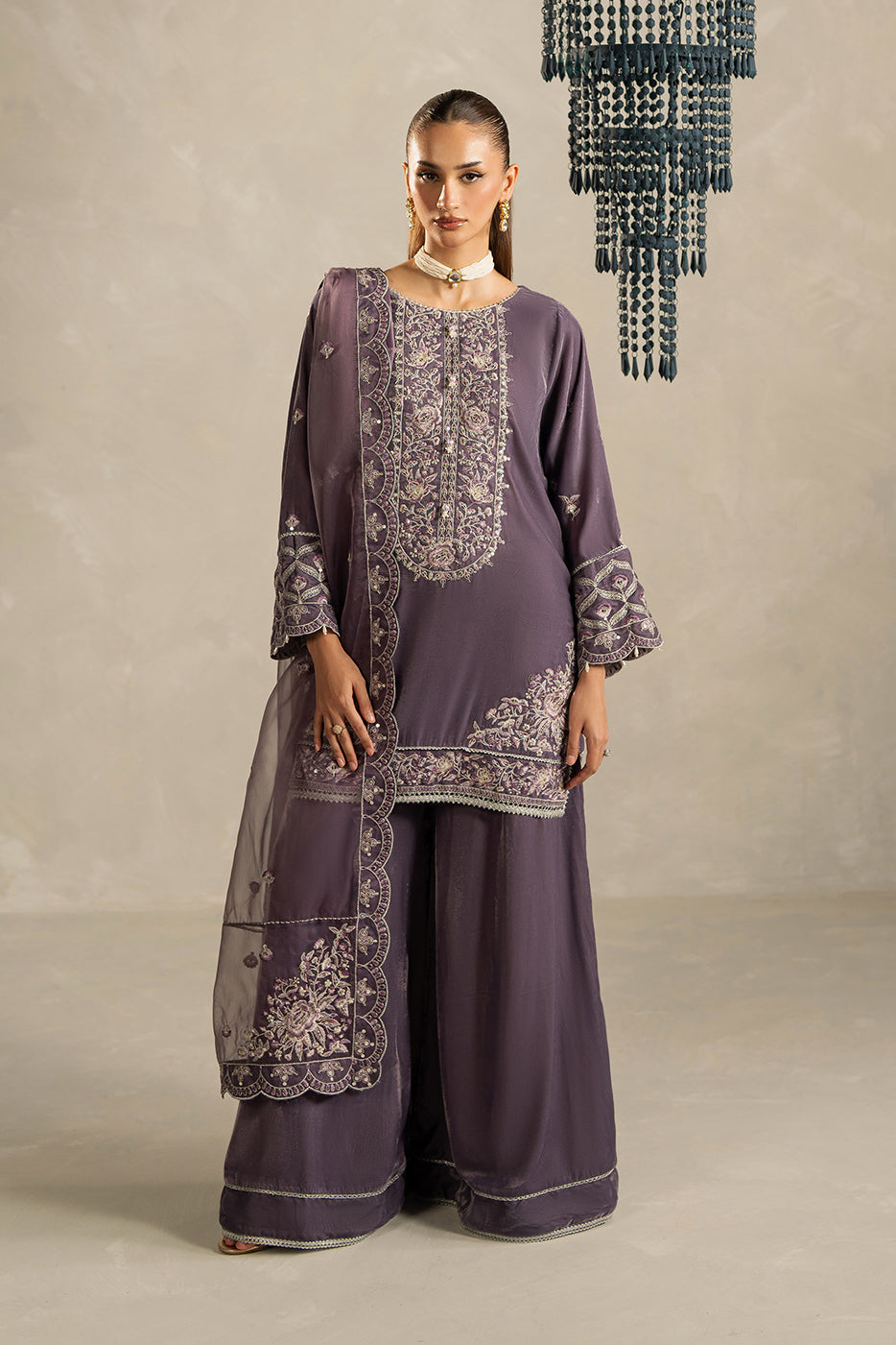 3 PIECE EMBROIDERED VELVET SUIT-HEATHER DUSK (UNSTITCHED)BT22501UN006514-PURPLE-2000000297379-3PC