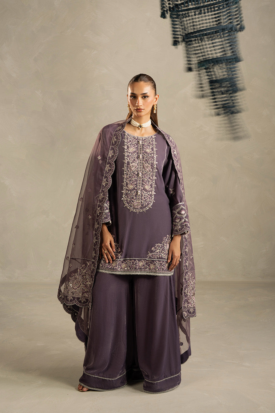 3 PIECE EMBROIDERED VELVET SUIT-HEATHER DUSK (UNSTITCHED)BT22501UN006514-PURPLE-2000000297379-3PC