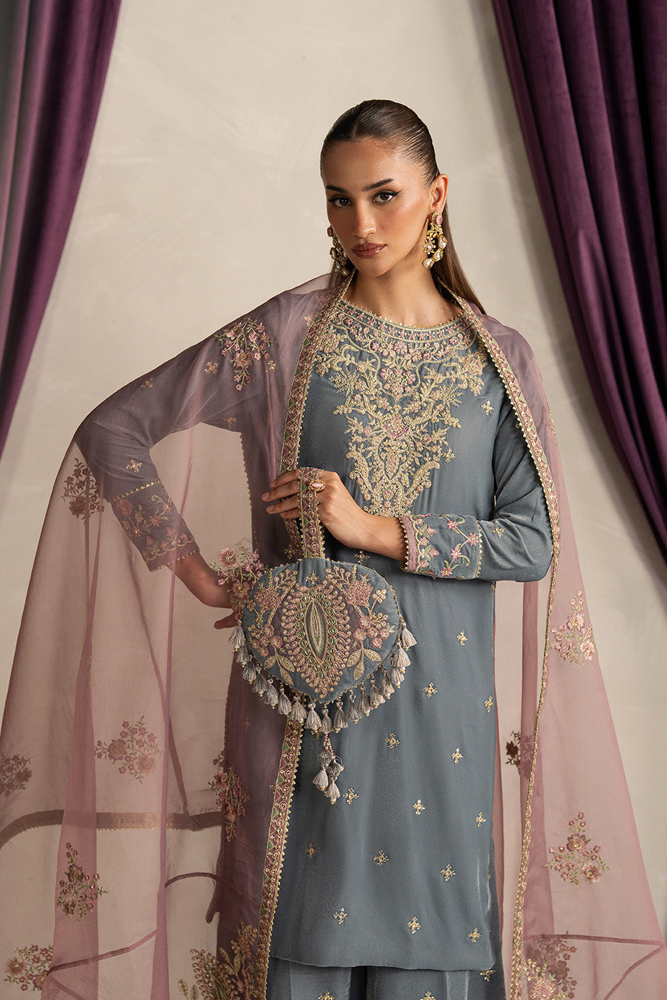 3 PIECE EMBROIDERED VELVET SUIT-MOONLIGHT PEARL (UNSTITCHED)BT22501UN006515-GREY-2000000297380-3PC