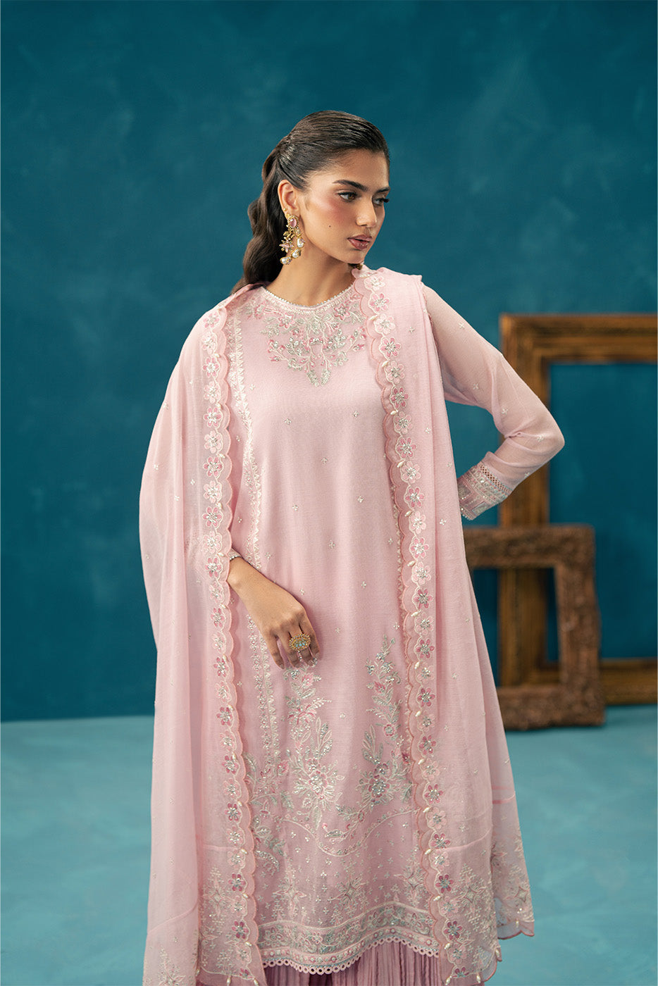 4 PIECE EMBROIDERED COTTON NET SUIT-BLUSH BREEZE (UNSTITCHED)BT22501UN006530-PINK-2000000297385-4PC