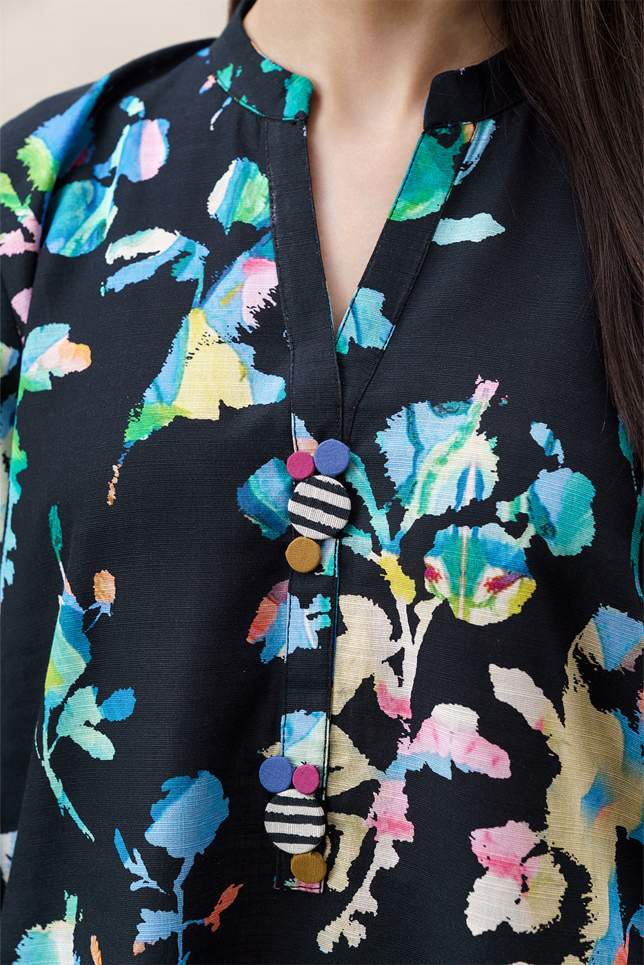 PRINTED SLUB KHADDAR SHIRT (PRET)