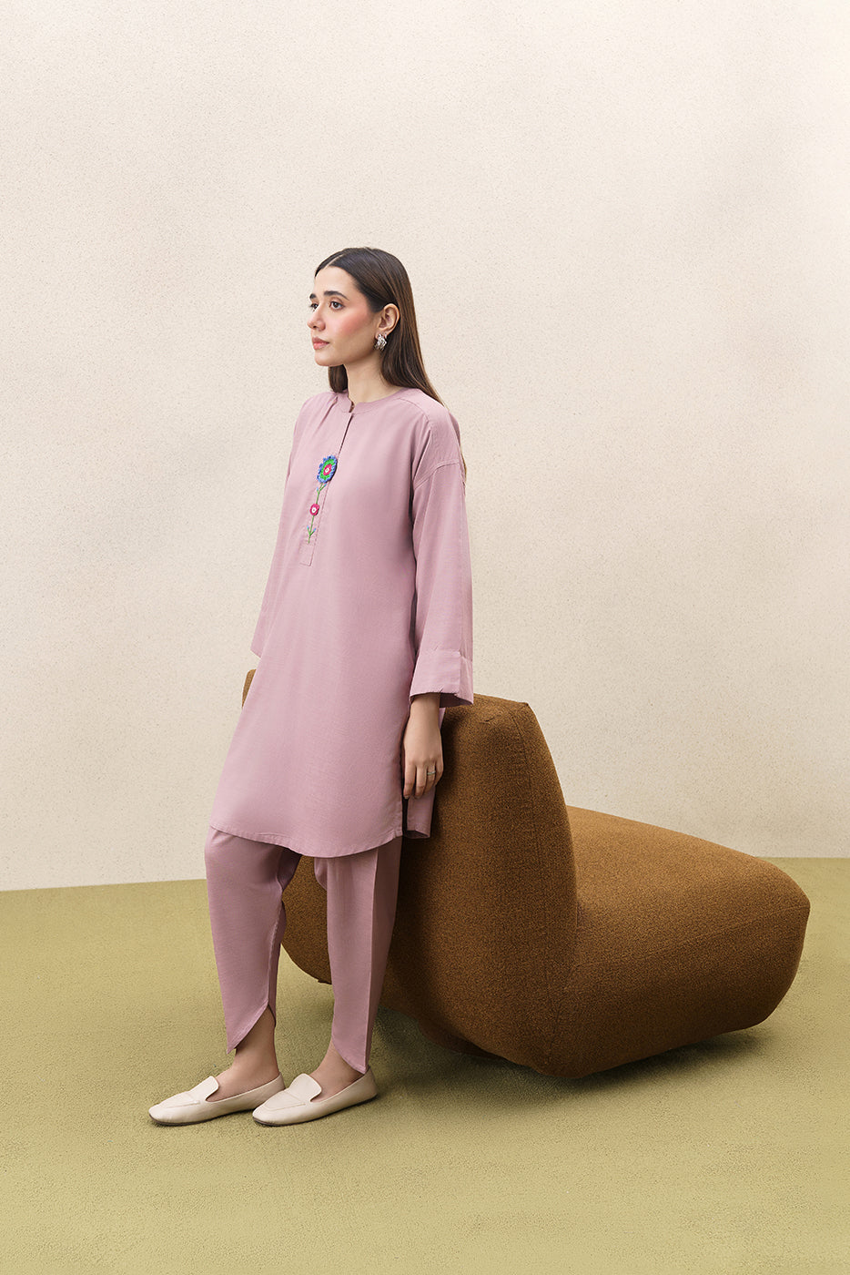 2 PIECE EMBROIDERED TWILL SUIT (PRET)