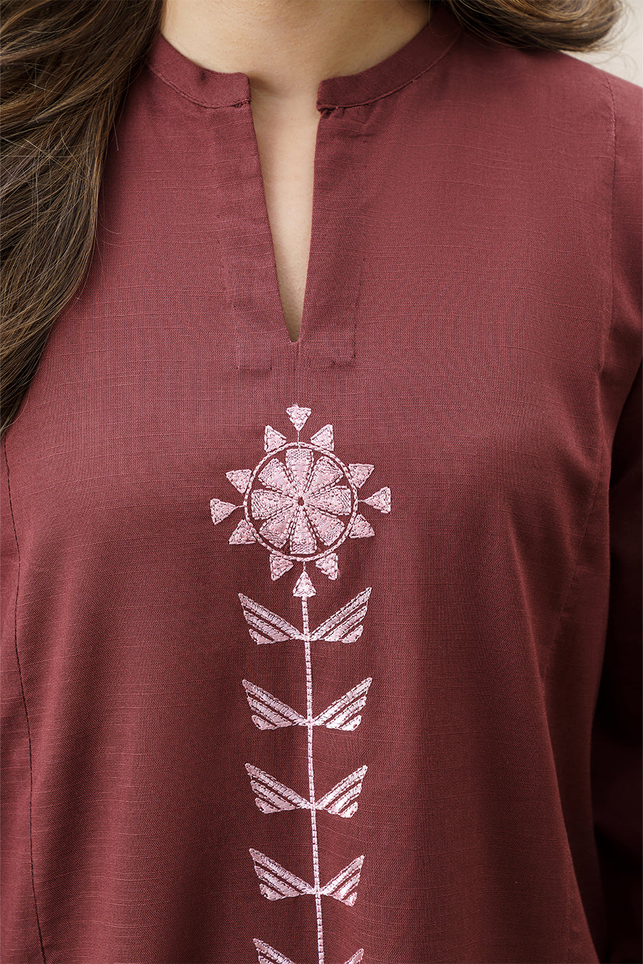 2 PIECE EMBROIDERED SLUB KHADDAR SUIT (PRET)