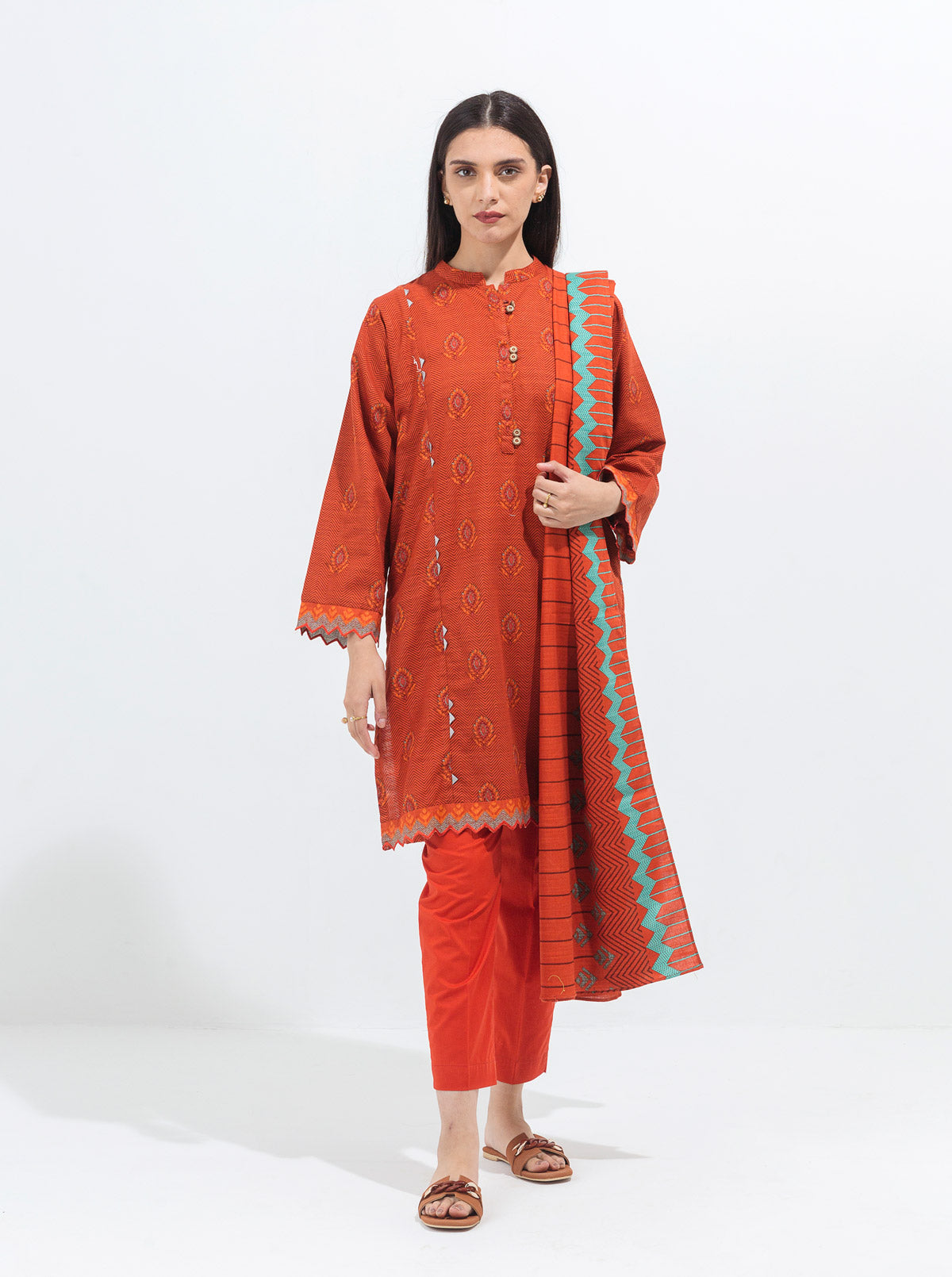 ETHNIC TREASURE-PRINTED-2PBT2W21U12-RUST-2000000177928-2P