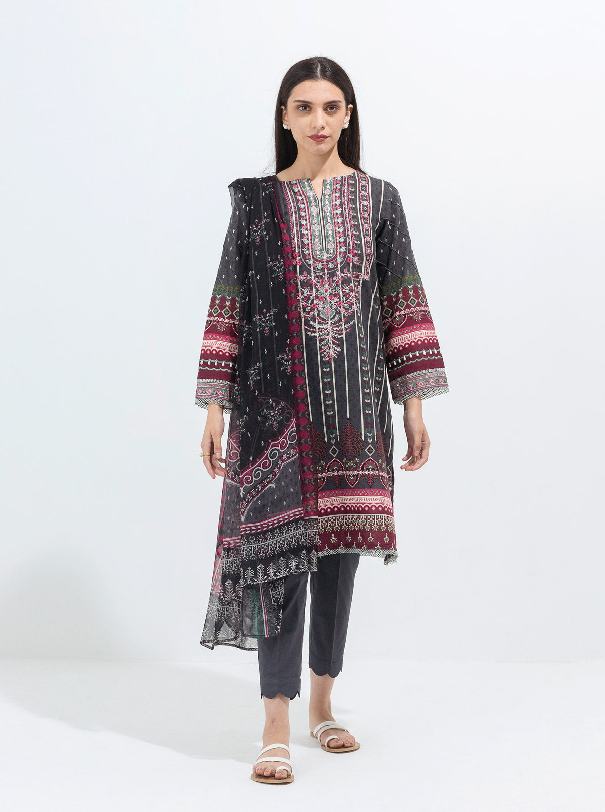 Crystalline Grey-Embroidered-2P (Unstitched)