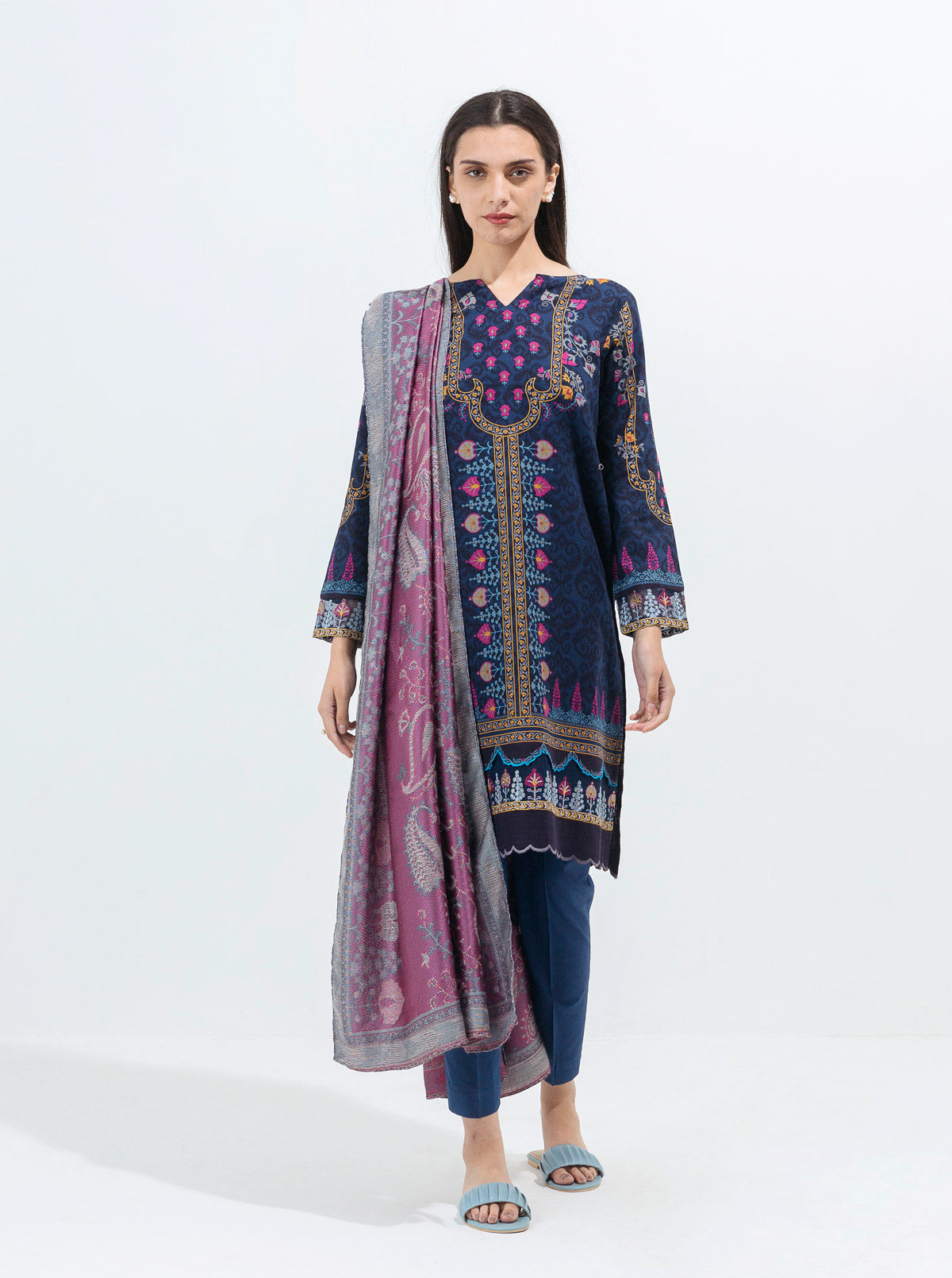 LAPIS NAVY-EMBROIDERED WITH SHAWL-3P (UNSTITCHED)BT2W21U30-NAVY-2000000178313-3P