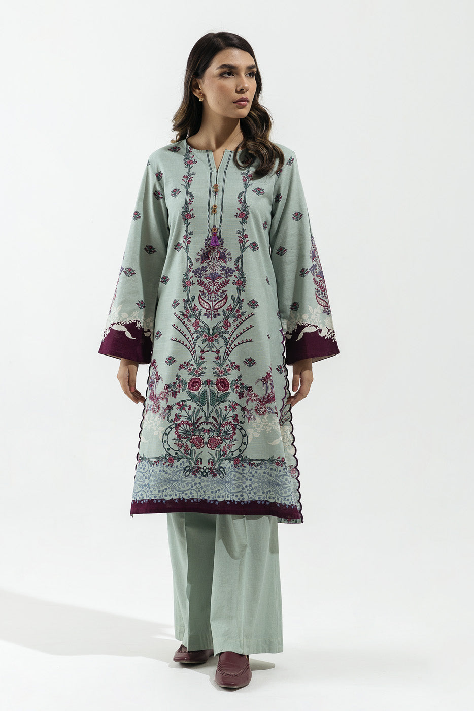 2 Piece - Printed Khaddar Suit - Eden Ivory