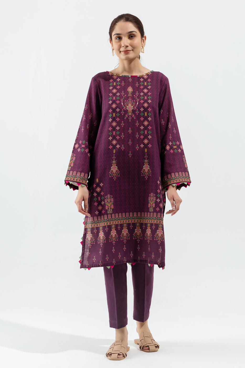 2 Piece - Printed Khaddar Suit - Amethyst Aroma