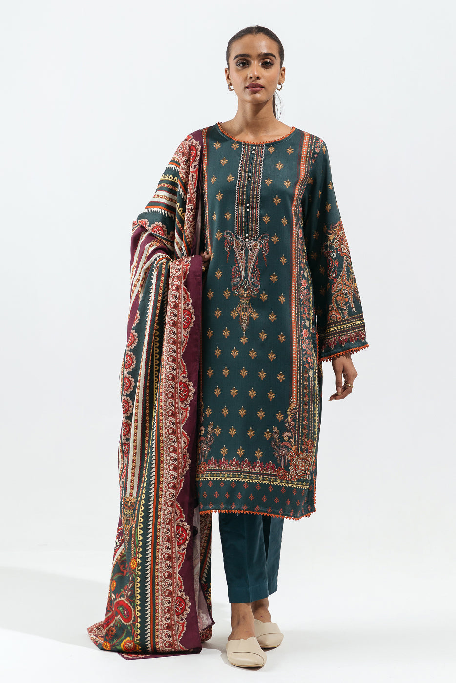 3 Piece - Printed Viscose Suit - Alluring Jewel