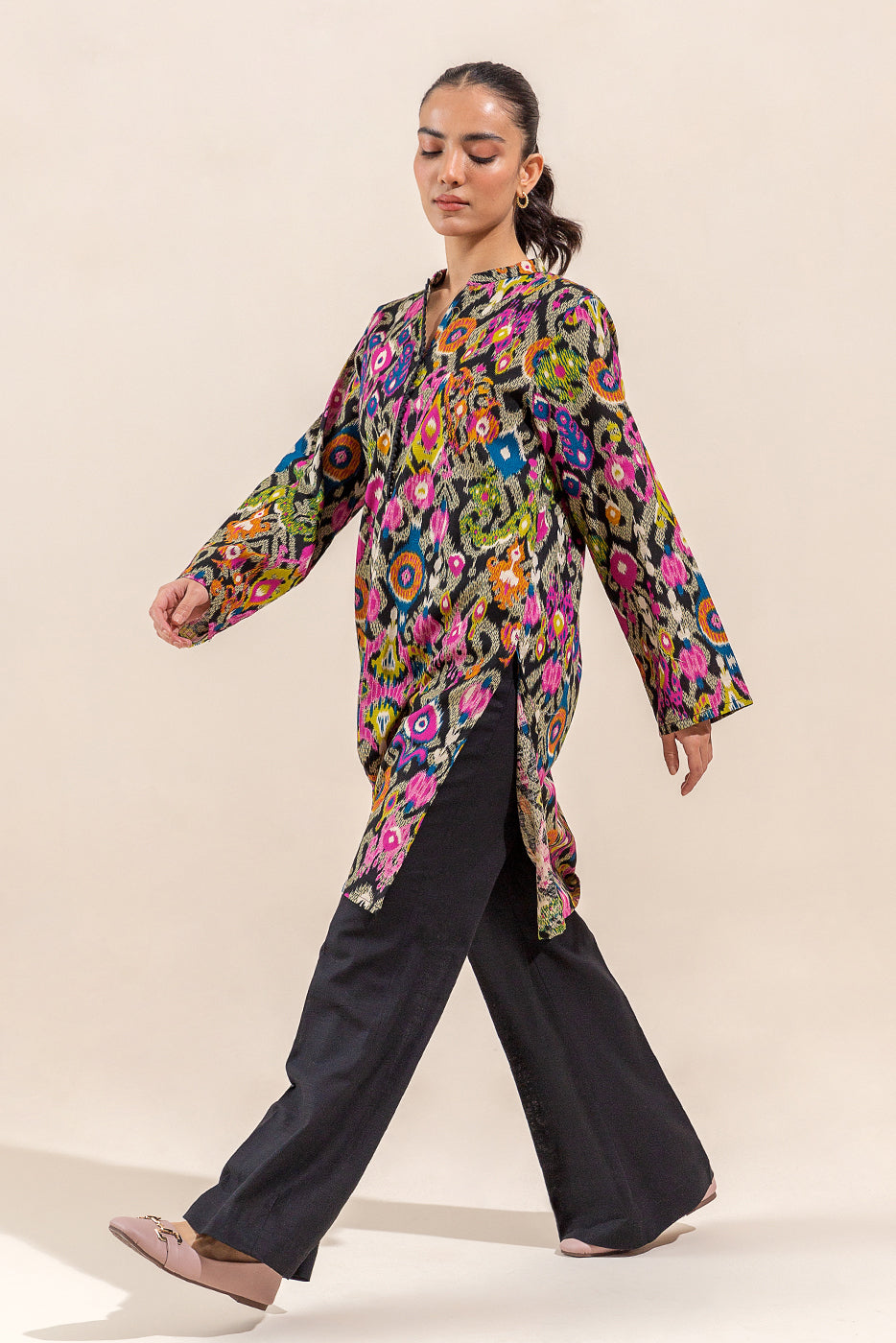 2 Piece - Printed Khaddar Suit - Ikat Flora (Unstitched)