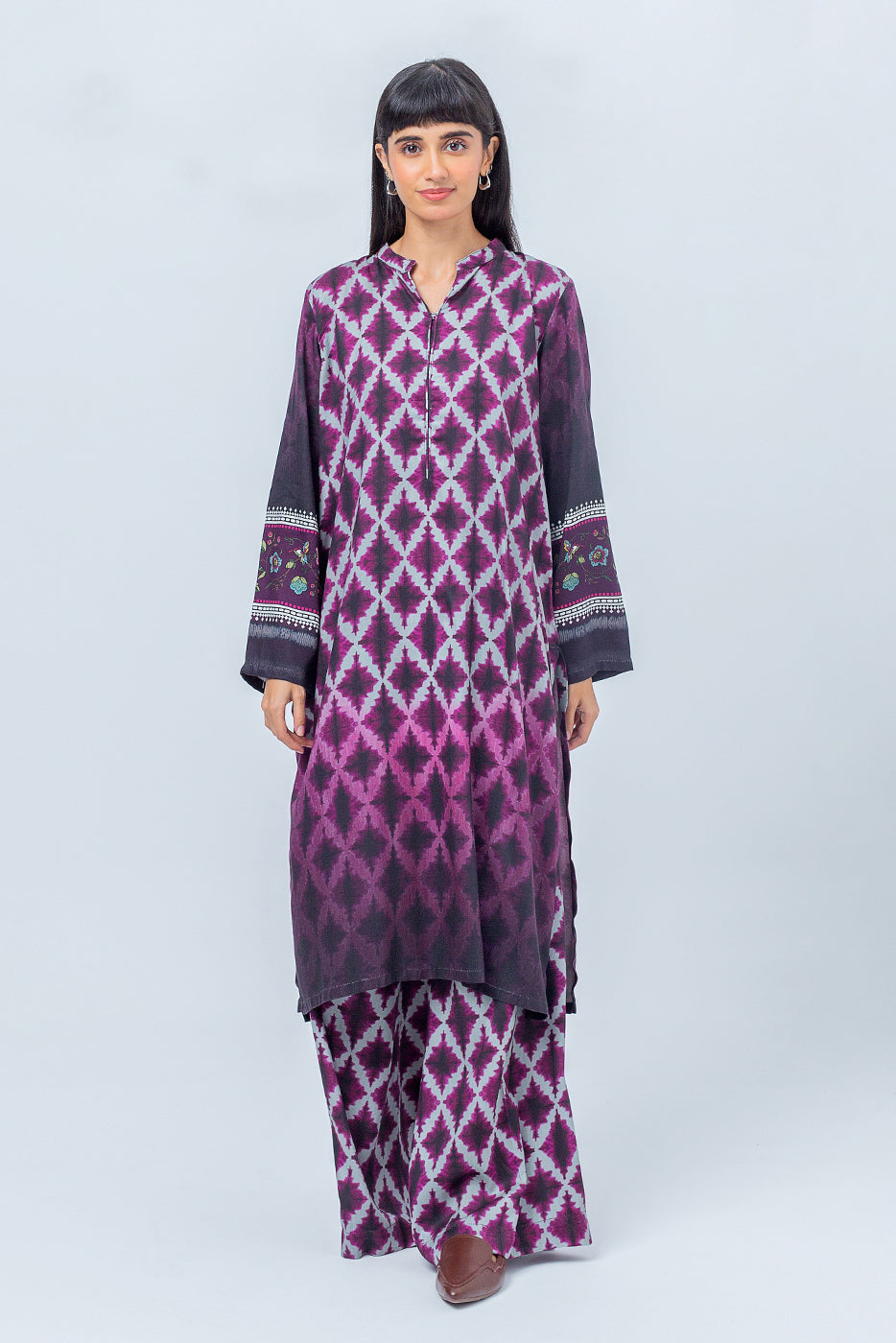 2 Piece - Printed Linen Suit - Blooming Dales (Unstitched)