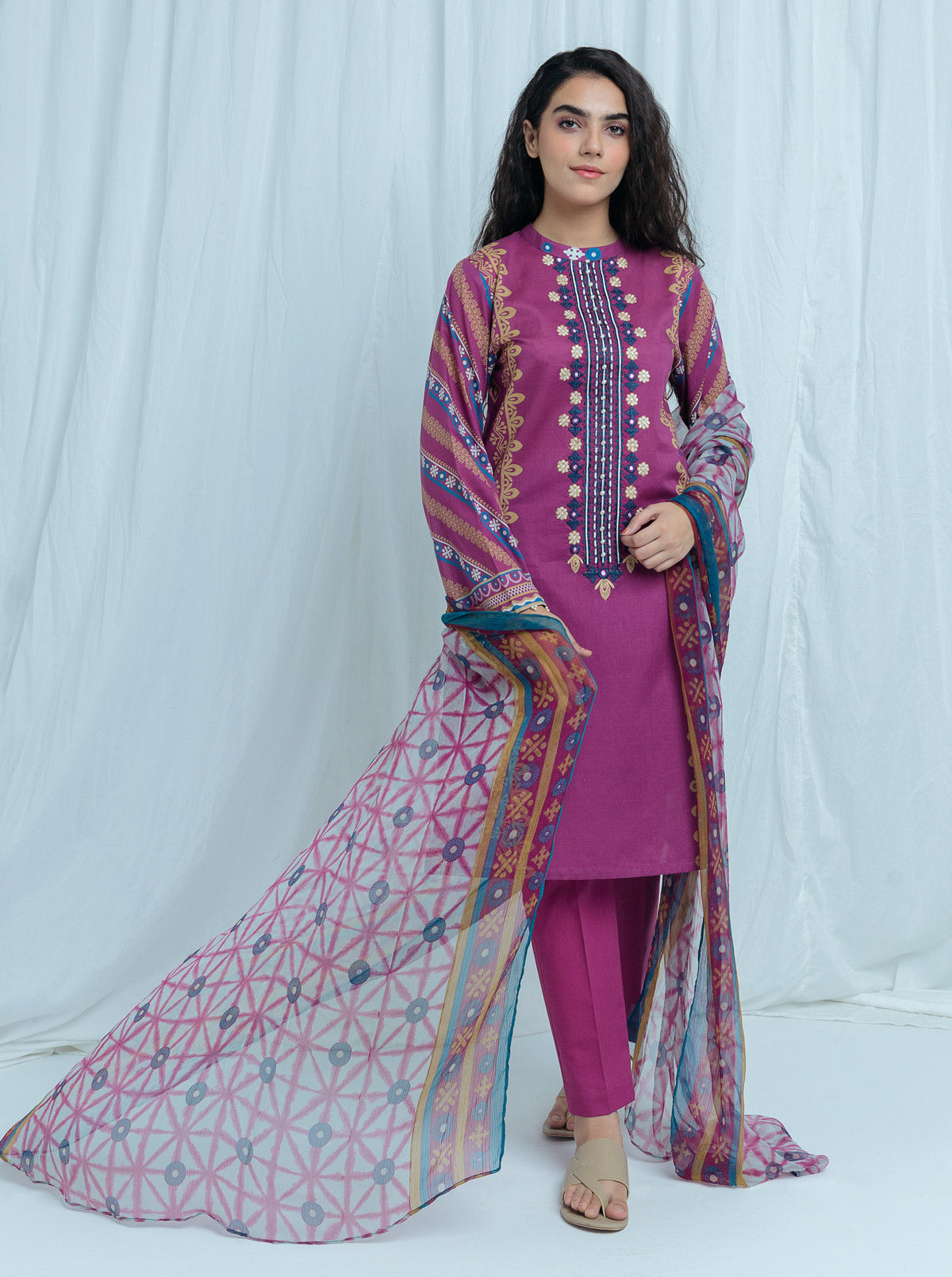 Antique Plum-Embroidered-2 Pc