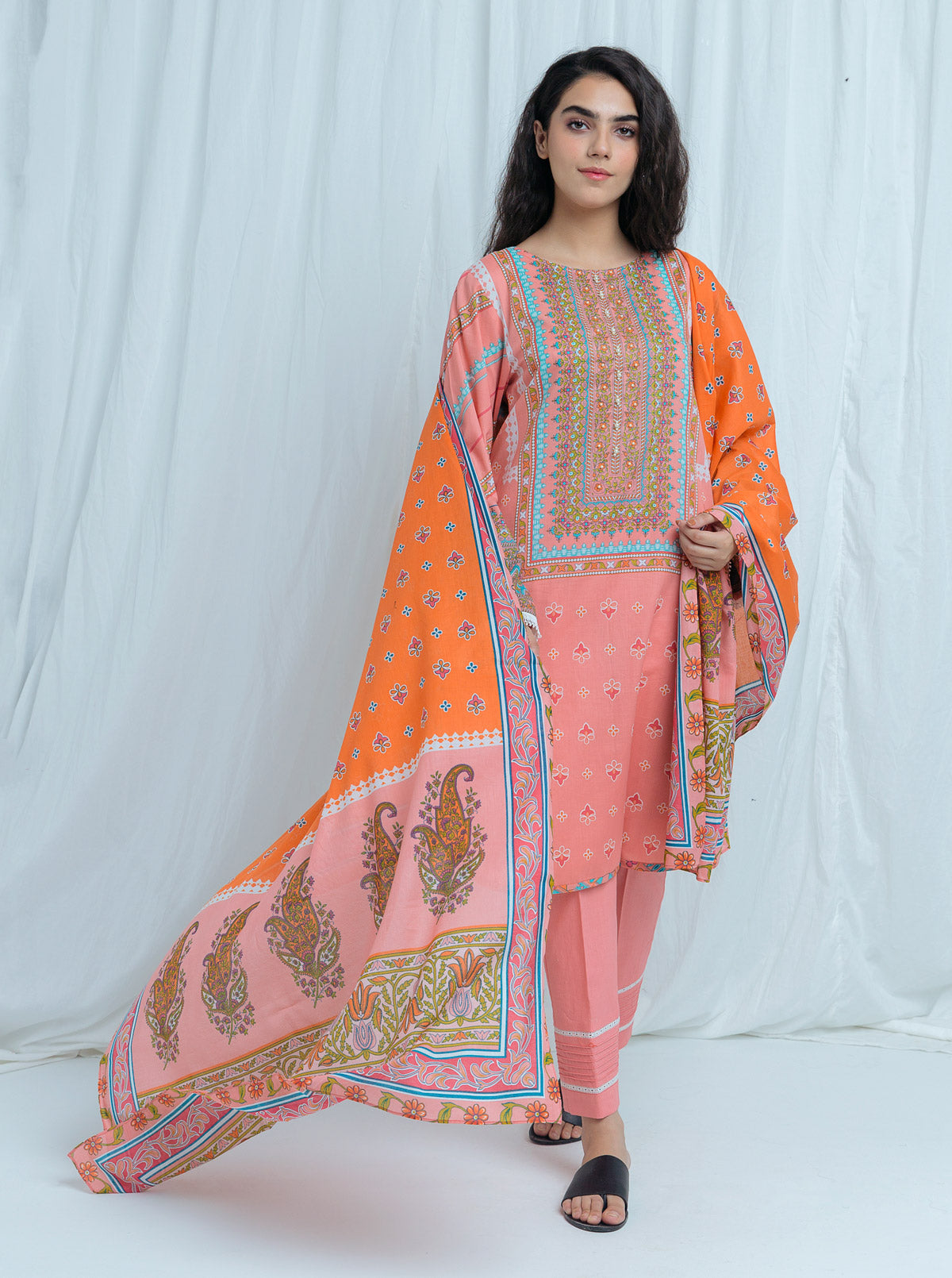 Peachy Charm-Printed-3 Pc (Unstitched)