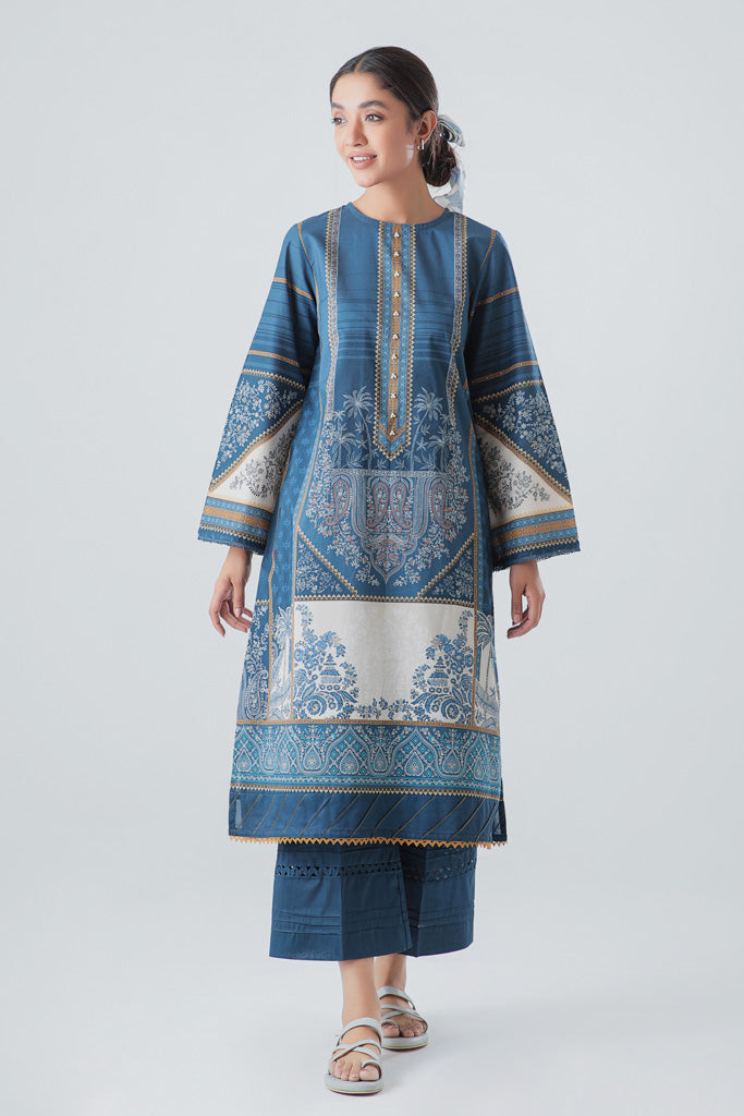 Timeless Navy-Printed-1P (Unstitched)