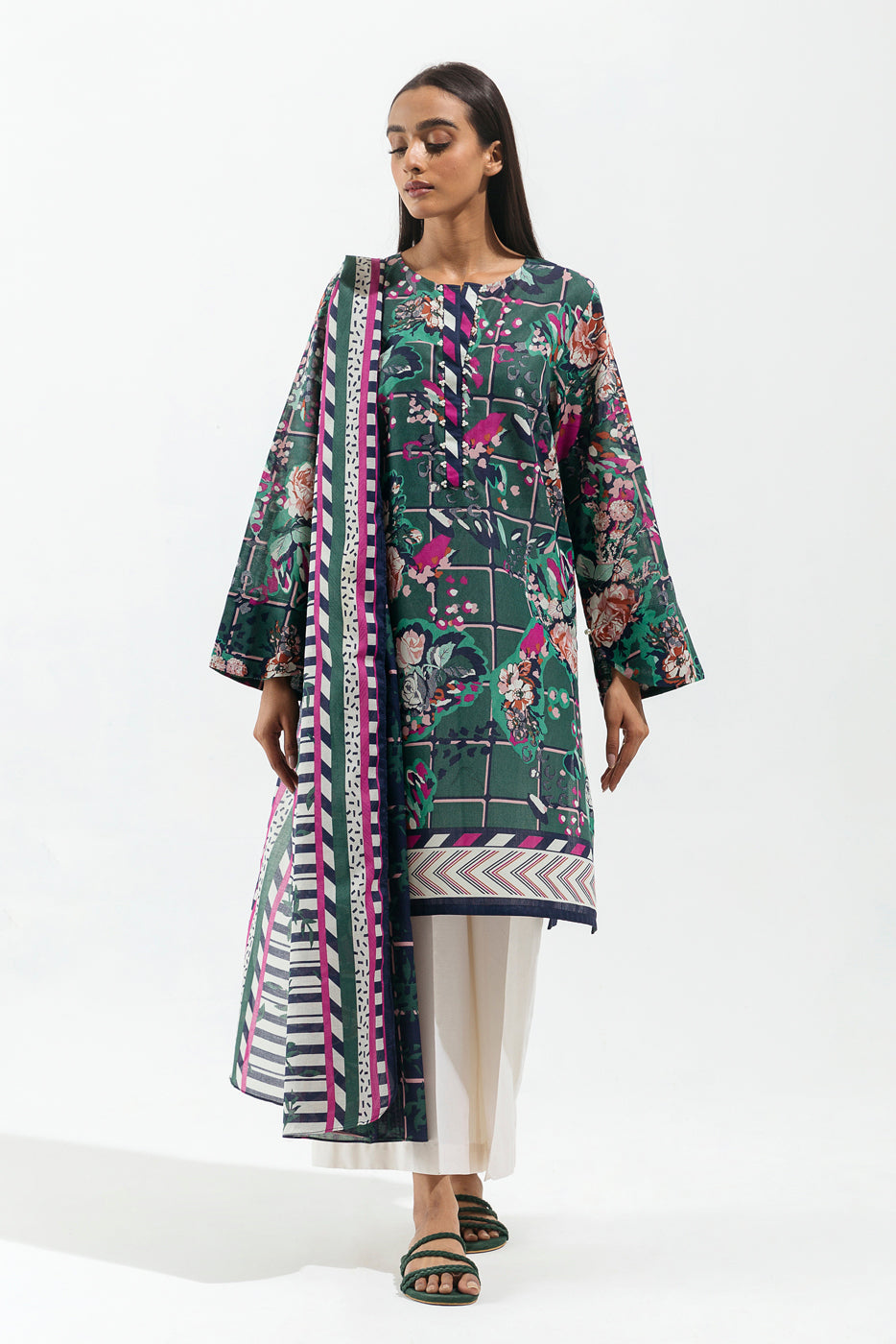 2 Piece - Printed Lawn Suit - Chintz Fields (Unstitched)