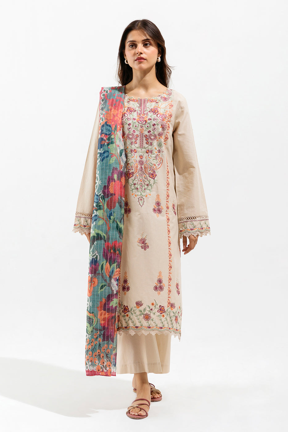 2 Piece - Embroidered Lawn Suit - Pearl Bloom