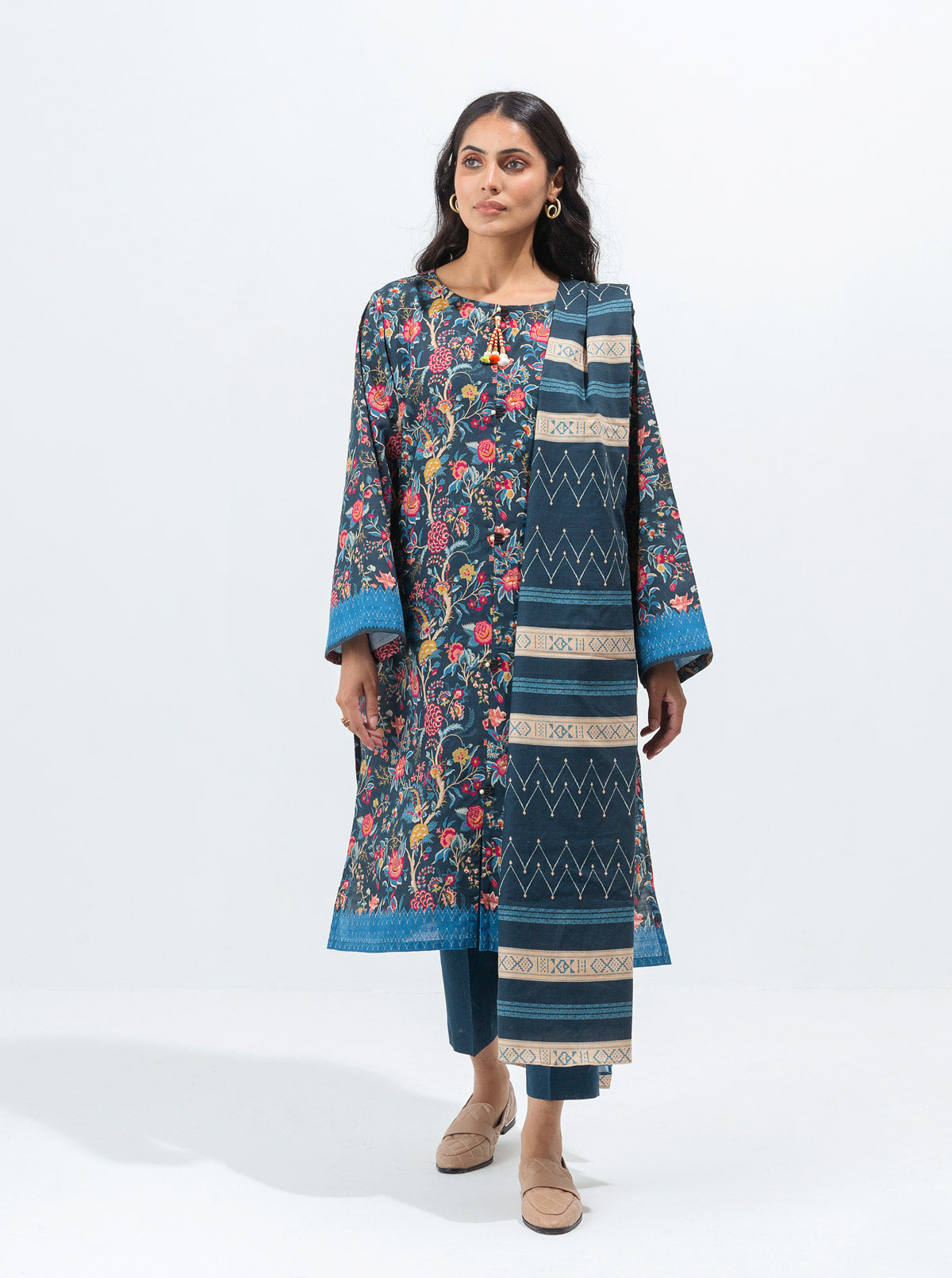 Bashful Botanical-Printed-3P (Unstitched)