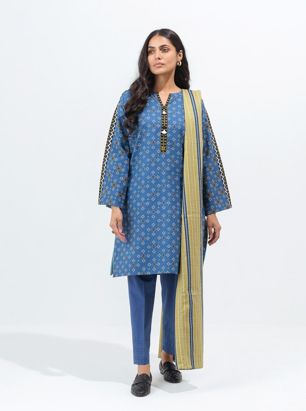 Whimsy Blue-Printed-3P (Unstitched)