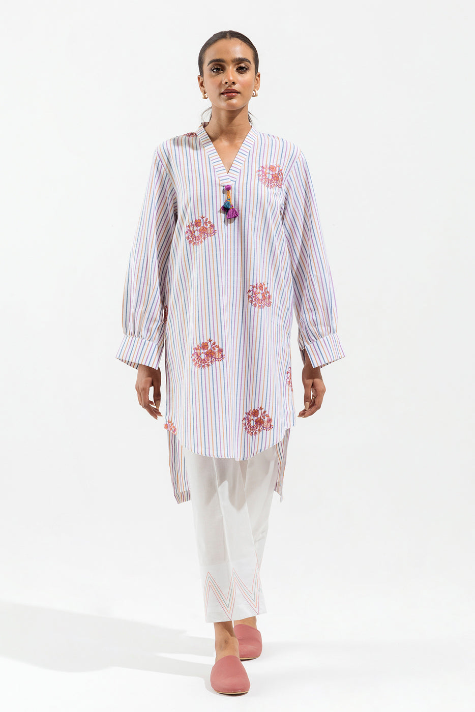 1 PIECE - EMBROIDERED YARN DYED SHIRT - PASTEL GLAM (UNSTITCHED)
