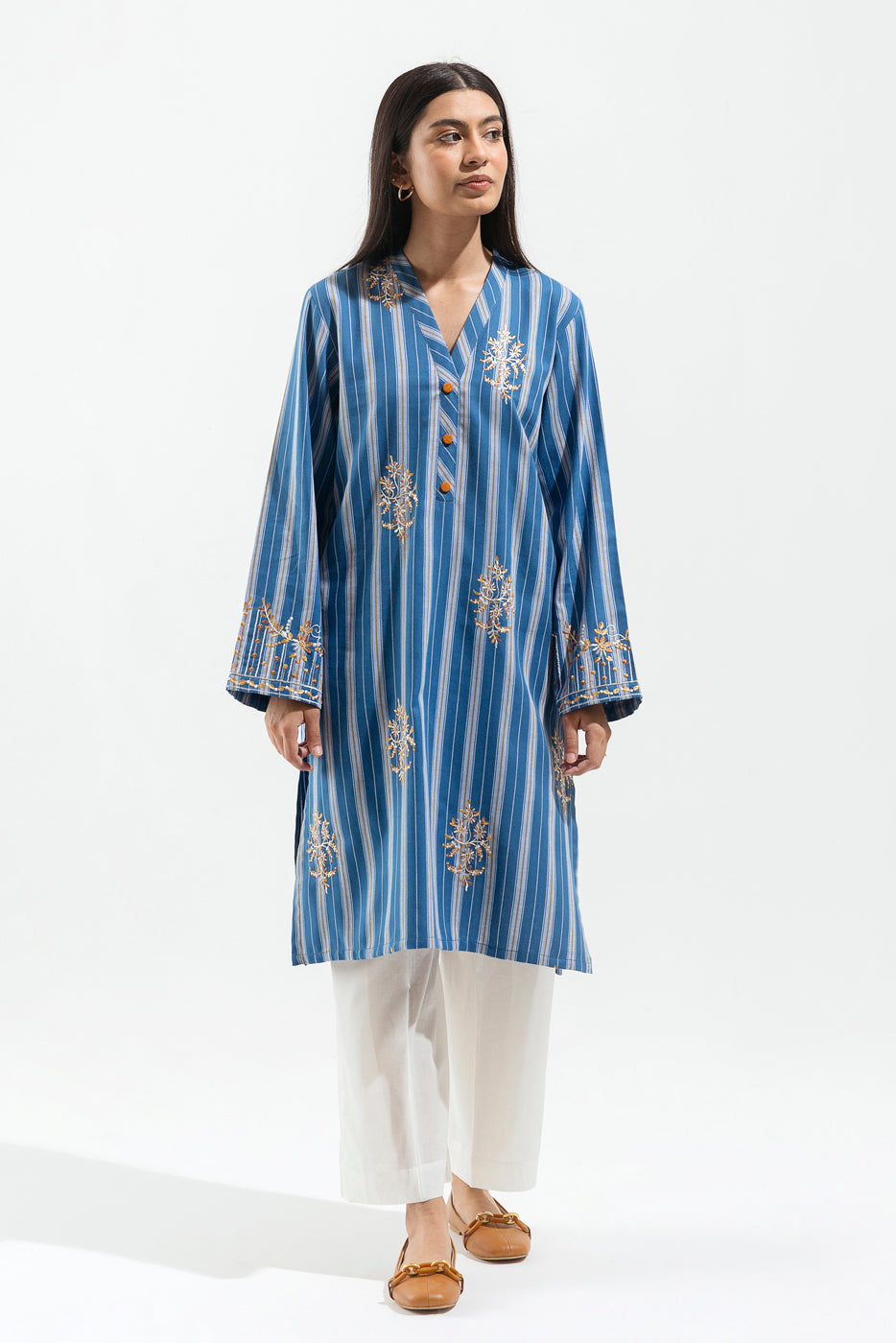 1 PIECE - EMBROIDERED FLANNEL SHIRT - LUXE BLUE