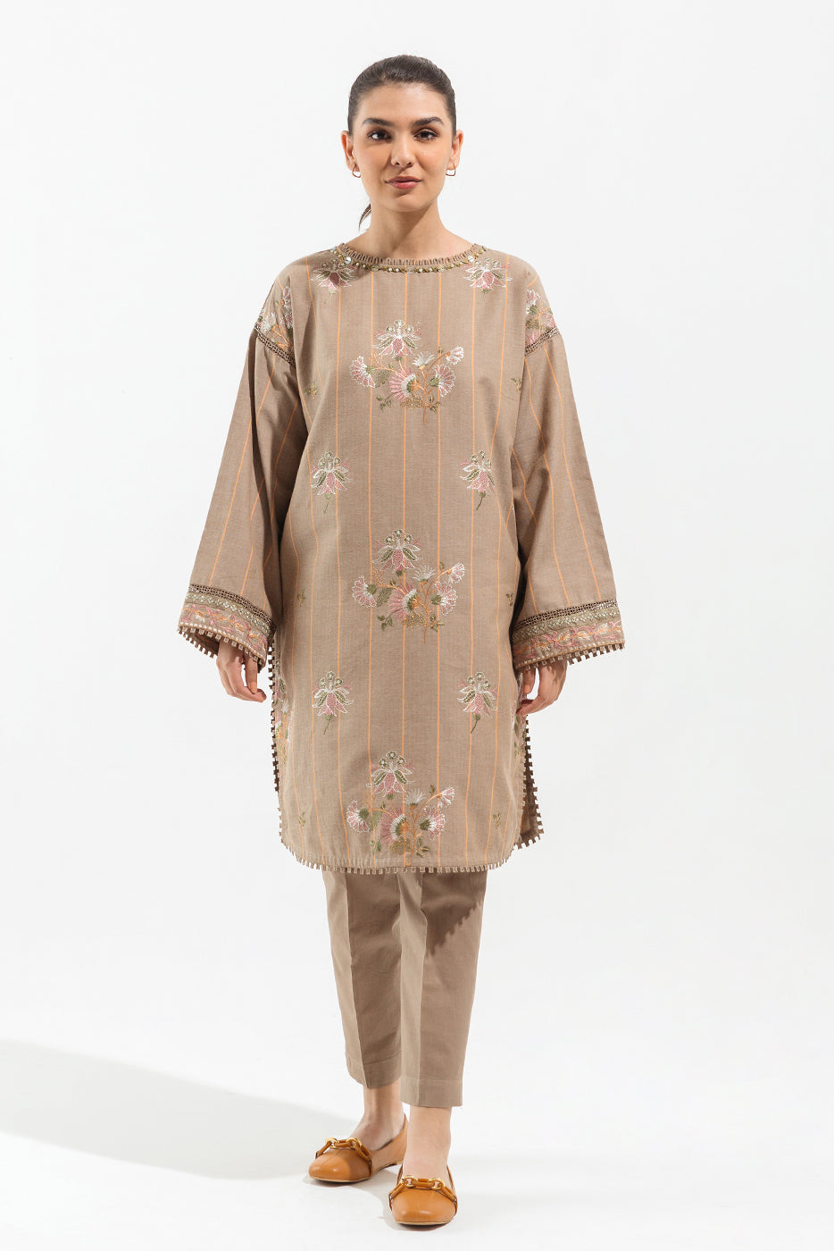 1 Piece - Embroidered Yarn Dyed Shirt - Dusky Hues