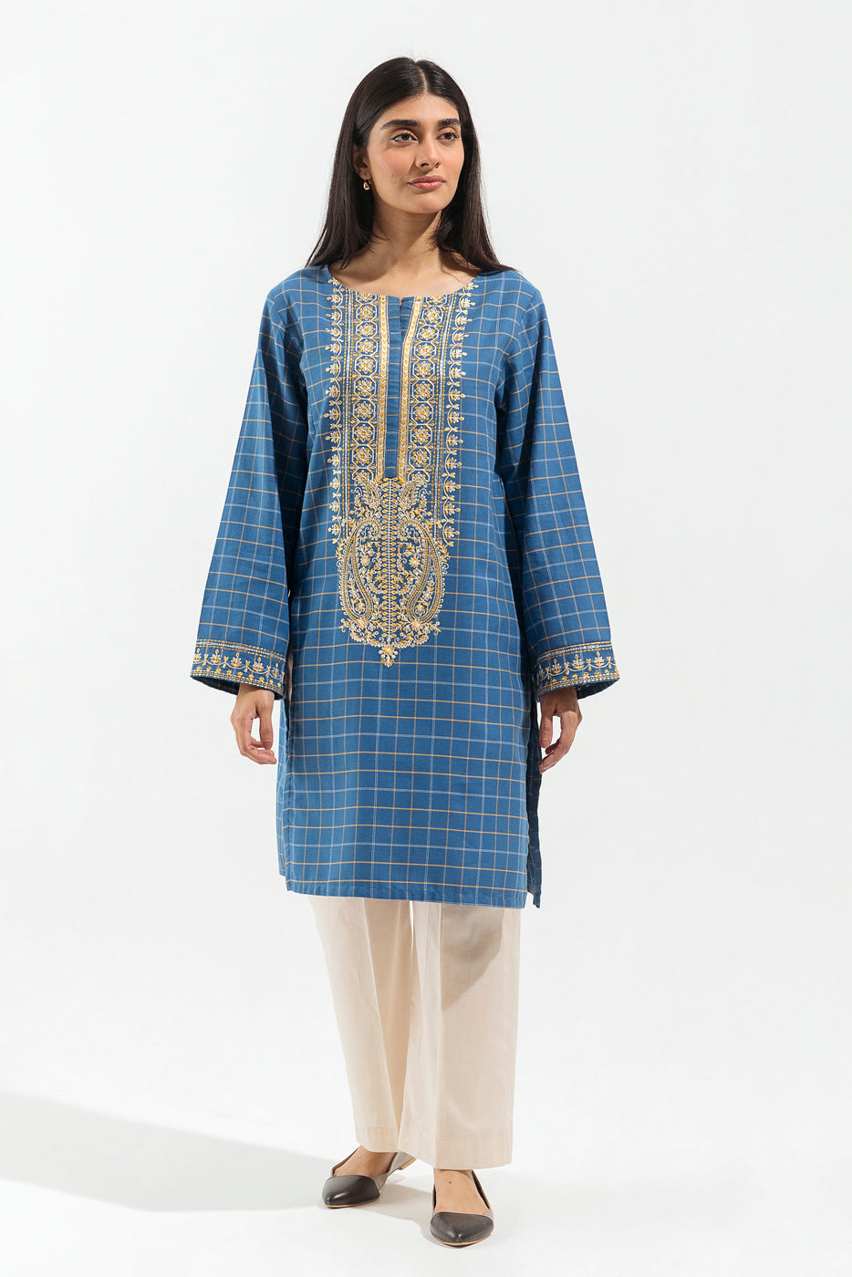 1 PIECE - EMBROIDERED FLANNEL SHIRT - LUXE BLUE