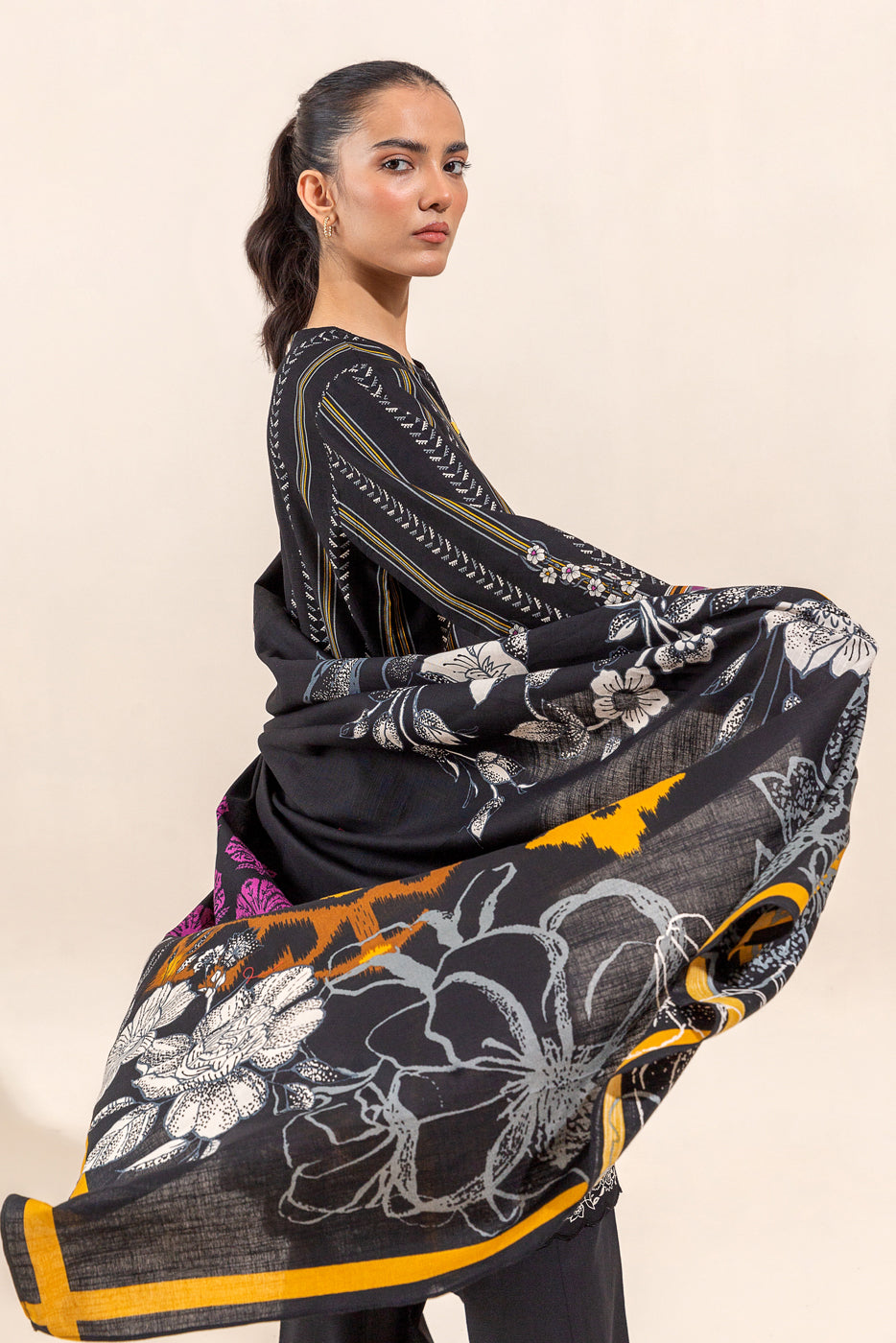3 Piece - Printed Khaddar Suit - Twilight Charm (Unstitched)