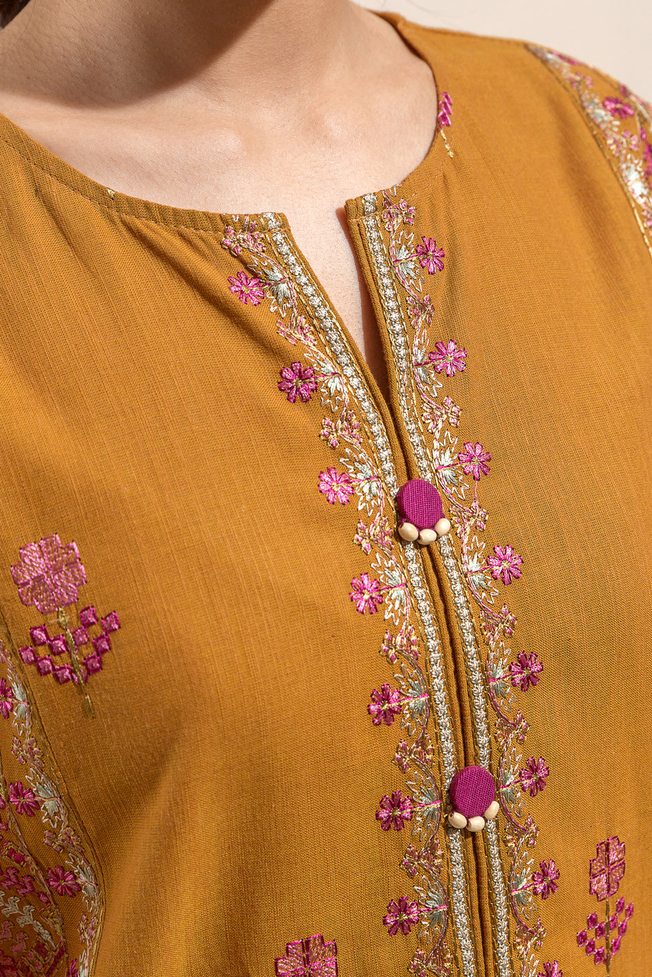 2 Piece - Embroidered Khaddar Suit - Glazing Aura