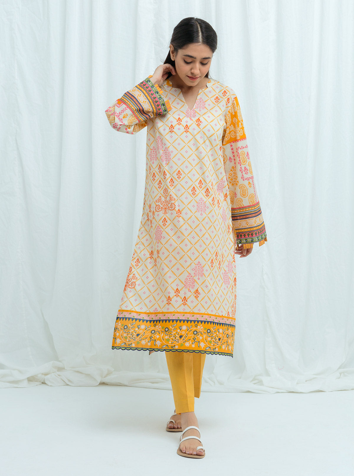 Spring Amber-Printed-2P (Unstitched)