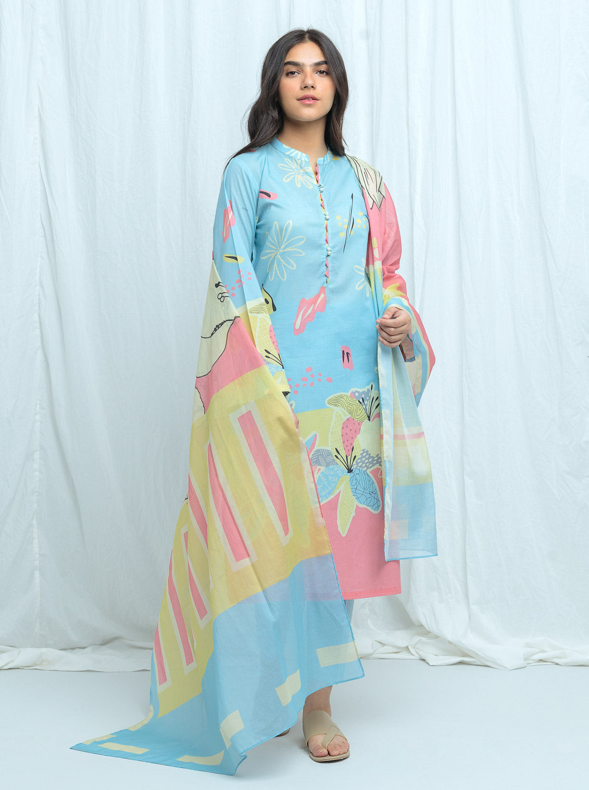 Sugared Tones-Printed-3P (Unstitched)