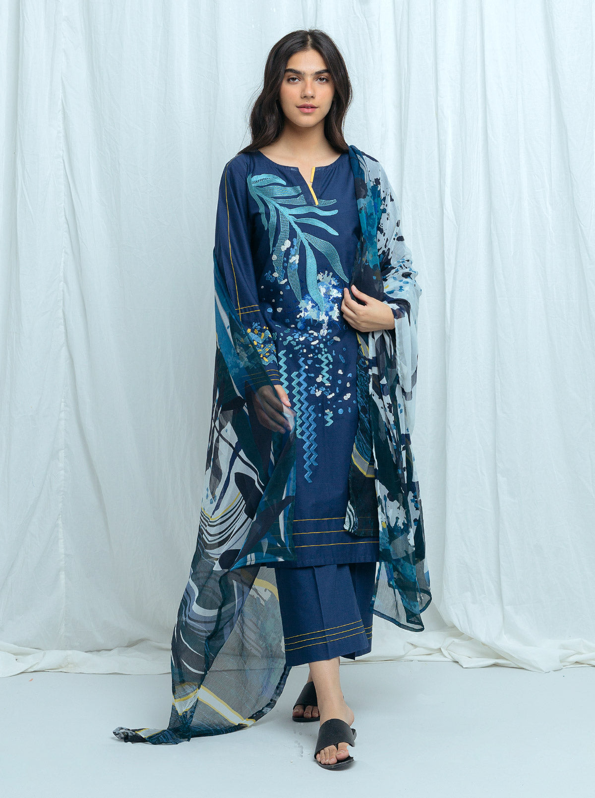 Embellished Blue-Embroidered-3P