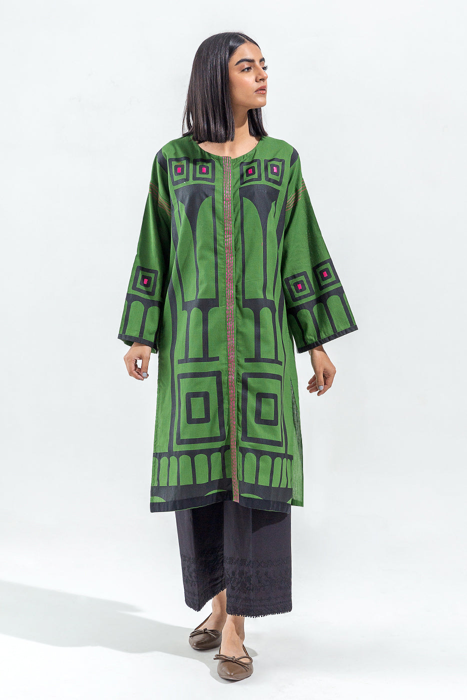Embroidered Slub Khaddar Shirt (Pret)