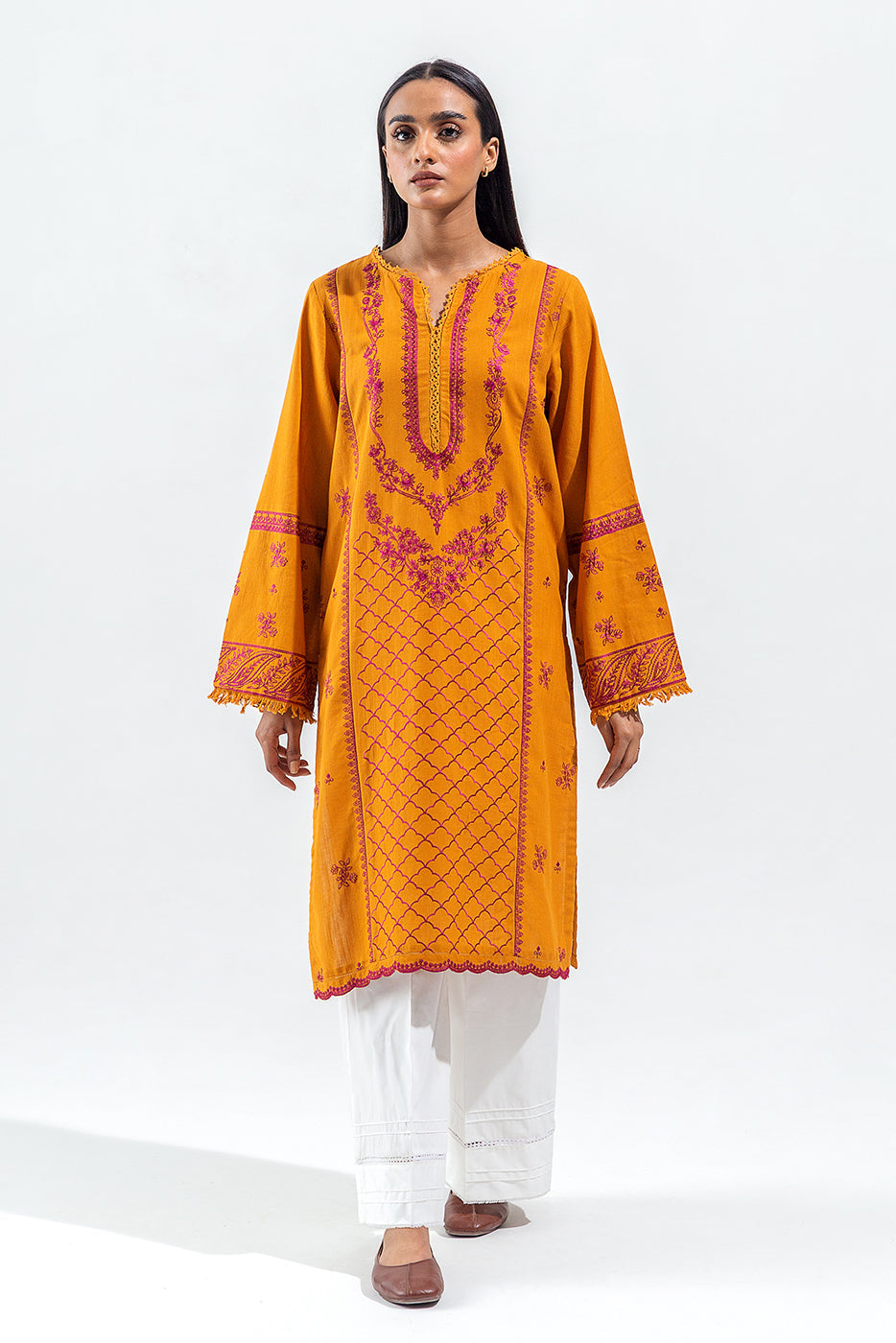 Embroidered Slub Khaddar Shirt (Pret)