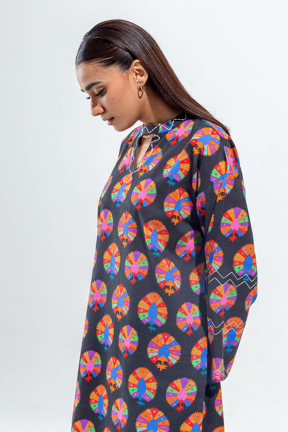Printed Slub Khaddar Shirt (Pret)