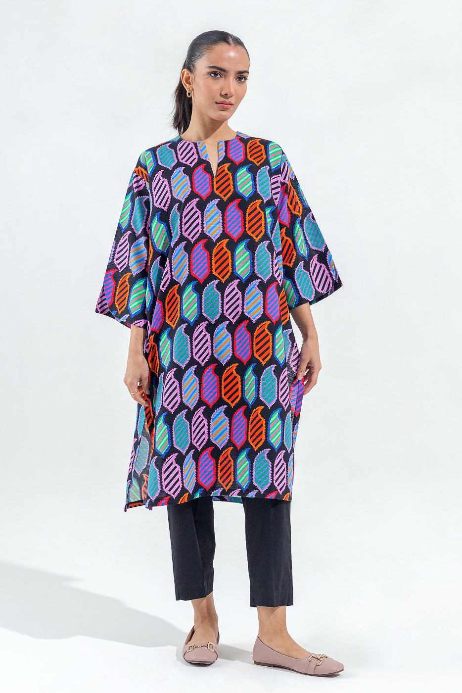 Printed Slub Khaddar Shirt (Pret)