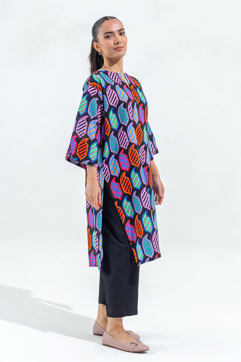 Printed Slub Khaddar Shirt (Pret)